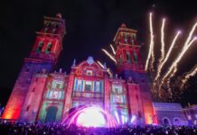 Inauguran Festival Glow México en el Centro Histórico de Puebla