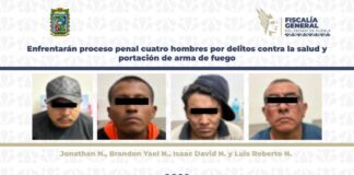 Enfrentan proceso penal cuatro hombres por posesión de drogas y armas