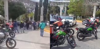 Repartidores bloquean el Niño Poblano tras agresión a un compañero