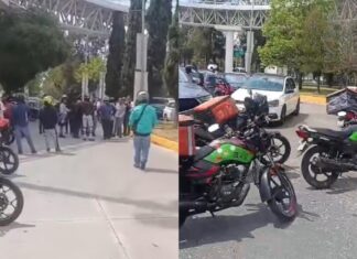 Repartidores bloquean el Niño Poblano tras agresión a un compañero