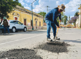 Texmelucan intensifica trabajos de bacheo en vialidades principales