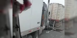 Colisión entre unidades pesadas causa cierre parcial en la Puebla–Orizaba