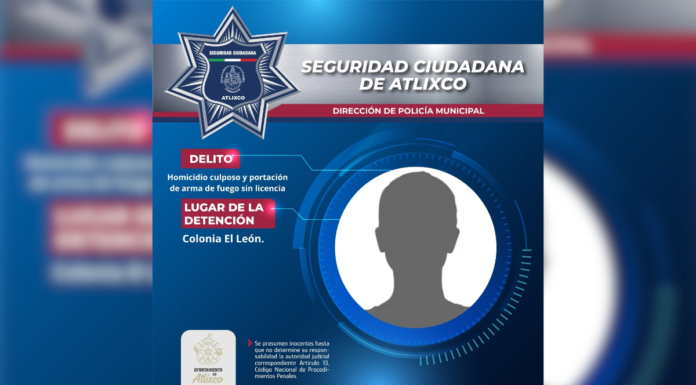 SSC Atlixco detiene a hombre por posible homicidio culposo