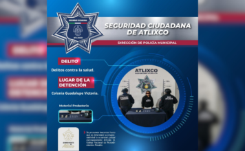 Detienen a hombre con presuntas drogas en vía pública de Atlixco
