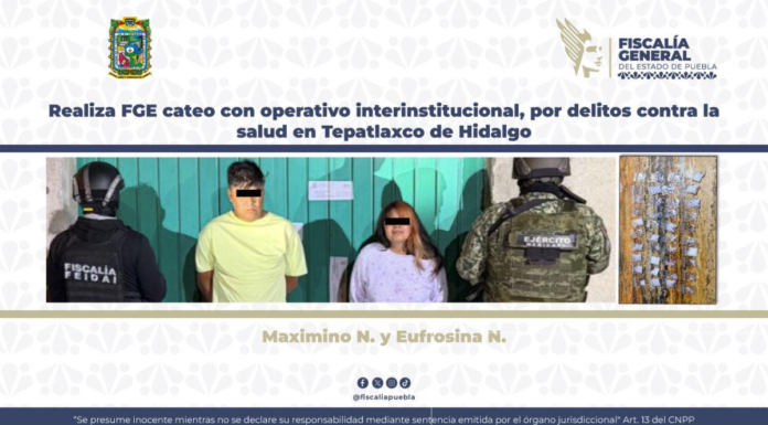 FGE detiene a dos por narcomenudeo en Tepatlaxco de Hidalgo