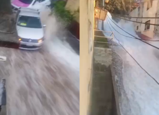 Megafuga de agua provoca “cascada” e inunda calles en CDMX