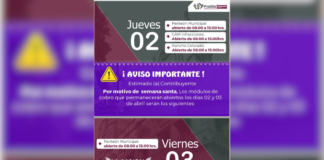 Anuncian horarios en cajas de Tesorería por Semana Santa
