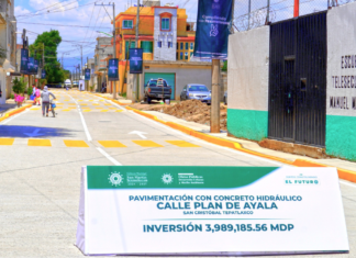 Inauguran pavimentación de la calle Plan de Ayala en Texmelucan