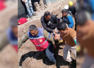 Rescatan a trabajador atrapado por derrumbe de tierra en Huejotzingo