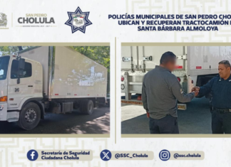 SSC Cholula localiza y recupera tractocamión fuera de ruta