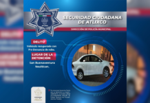 SSC Atlixco recupera vehículo robado tras persecución