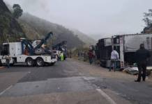 Vuelca tractocamión con carga de naranja en la Puebla–Orizaba