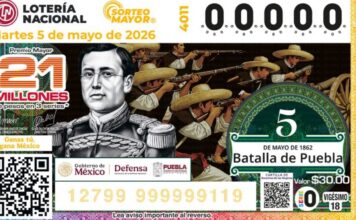 Lotería Nacional realiza sorteo especial por Batalla de Puebla