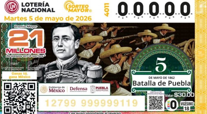 Lotería Nacional realiza sorteo especial por Batalla de Puebla