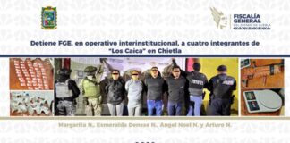Caen cuatro presuntos integrantes de “Los Caica” en Chietla