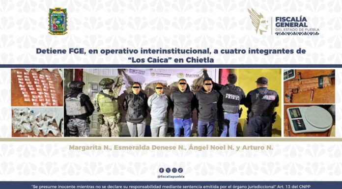 Caen cuatro presuntos integrantes de “Los Caica” en Chietla