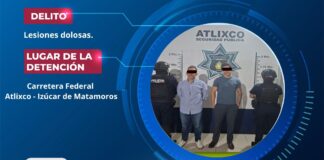 Detienen a dos hombres tras agredir a policías en Atlixco