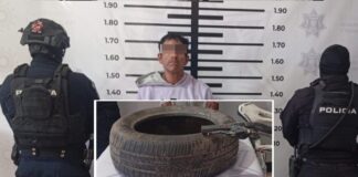 Detienen a presunto ladrón en Texmelucan; arrojó llanta a policías
