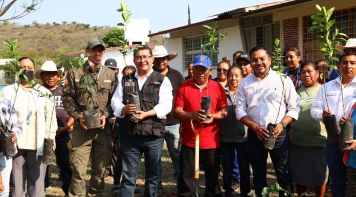Pável Gaspar participan en jornada de reforestación en Tepeojuma