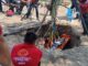 Rescatan a hombre que cayó a pozo en Santa Clara Ocoyucan