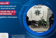Policía de Atlixco recupera moto robada en La Magdalena Axocopan