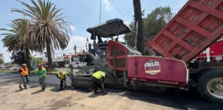 Avanza rehabilitación de calles con “Tren Capitalino de Pavimentación”