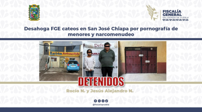 Detienen a dos por narcomenudeo y pornografía infantil en San José Chiapa