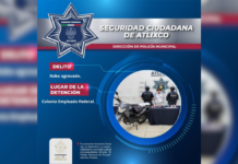 Detienen a presunto asaltante tras persecución en Atlixco