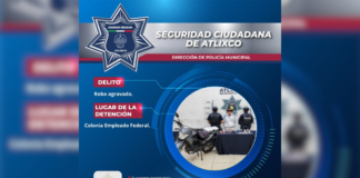 Detienen a presunto asaltante tras persecución en Atlixco