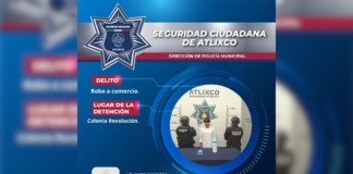 Capturan a hombre por presunto robo a comercio en Atlixco