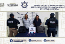 Detienen a dos hombres por presunto narcomenudeo en Cholula