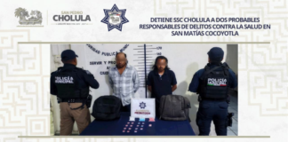 Detienen a dos hombres por presunto narcomenudeo en Cholula