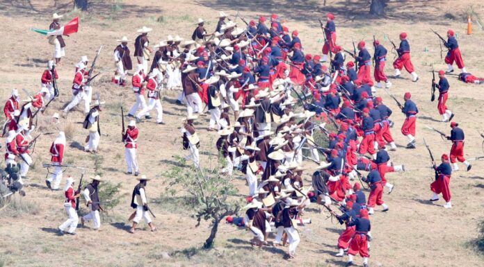 Fuerzas Armadas escenifican 164 aniversario de la Batalla de Puebla