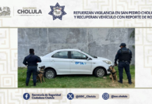 SSC Cholula recupera auto robado en San Cosme Texintla