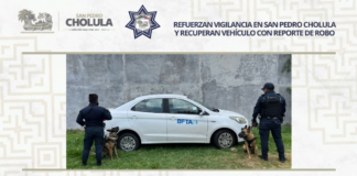 SSC Cholula recupera auto robado en San Cosme Texintla