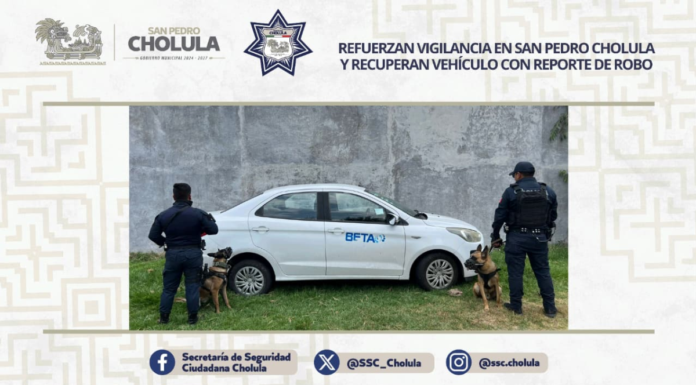 SSC Cholula recupera auto robado en San Cosme Texintla