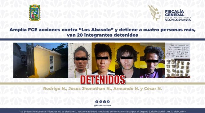 Suman 20 detenidos de banda “Los Abasolo” en Puebla