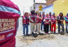 San Pedro Cholula mantiene módulos de bacheo en juntas auxiliares
