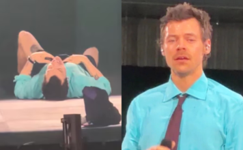 Harry Styles sufre caída en concierto tras ahogarse con agua