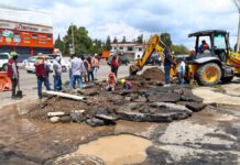 San Pedro Cholula atiende colapso de colector pluvial en la México-Puebla