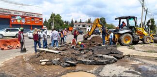 San Pedro Cholula atiende colapso de colector pluvial en la México-Puebla