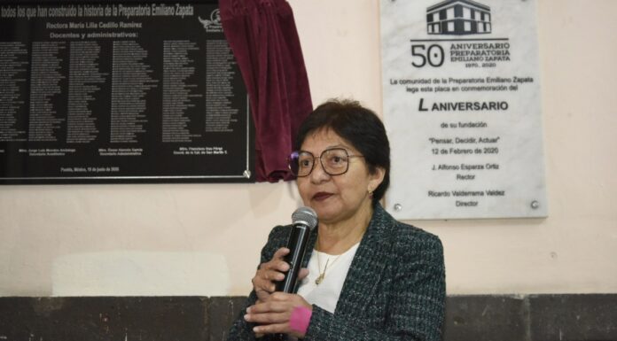 Lilia Cedillo recorre nueva sede de prepa Emiliano Zapata de la BUAP