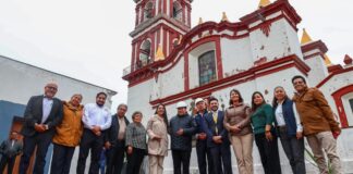 Tonantzin Fernández entrega insumos para rehabilitar Parroquia de San Pedro