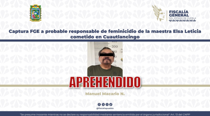 Detienen a hombre de 75 años por feminicidio en Cuautlancingo
