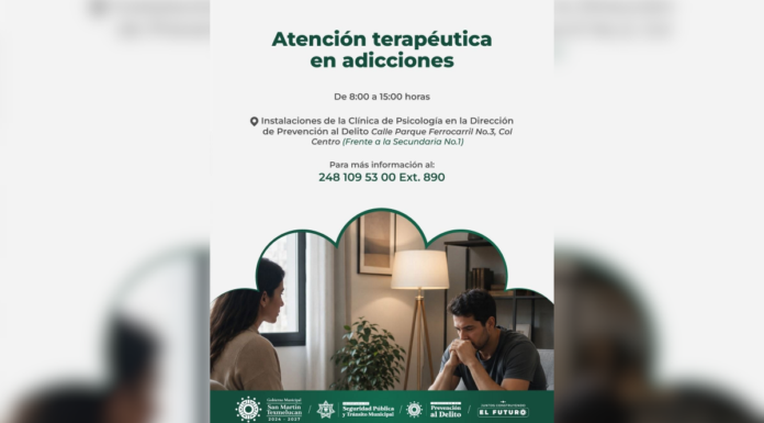 Texmelucan ofrece atención terapéutica gratuita contra las adicciones