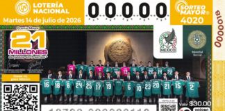 Selección Mexicana protagoniza nuevo billete de Lotería Nacional