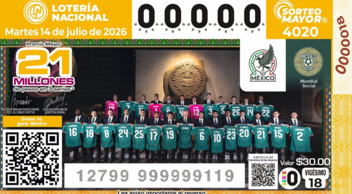Selección Mexicana protagoniza nuevo billete de Lotería Nacional