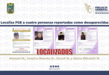 FGE localiza a cuatro personas reportadas como desaparecidas