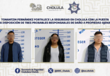 SSC Cholula asegura a tres por daño a propiedad ajena