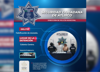 Detienen a dos personas por billetes falsos en Atlixco